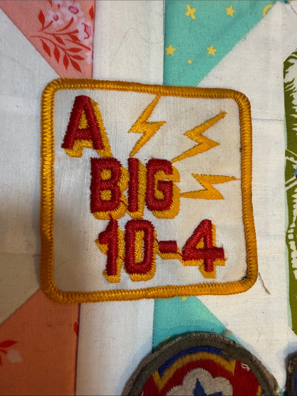 Embroidered 'A BIG 10-4' Patch in Red and Gold